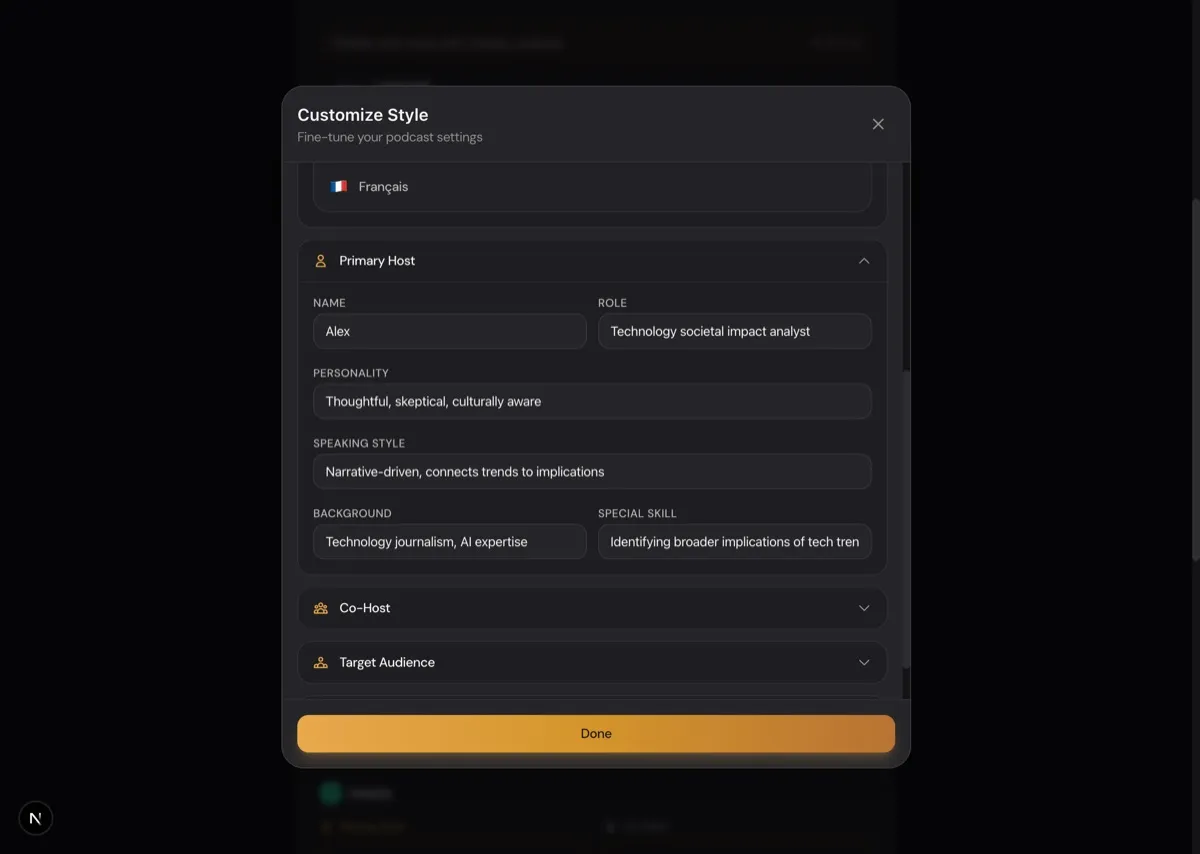 Custom host personality fields for business use