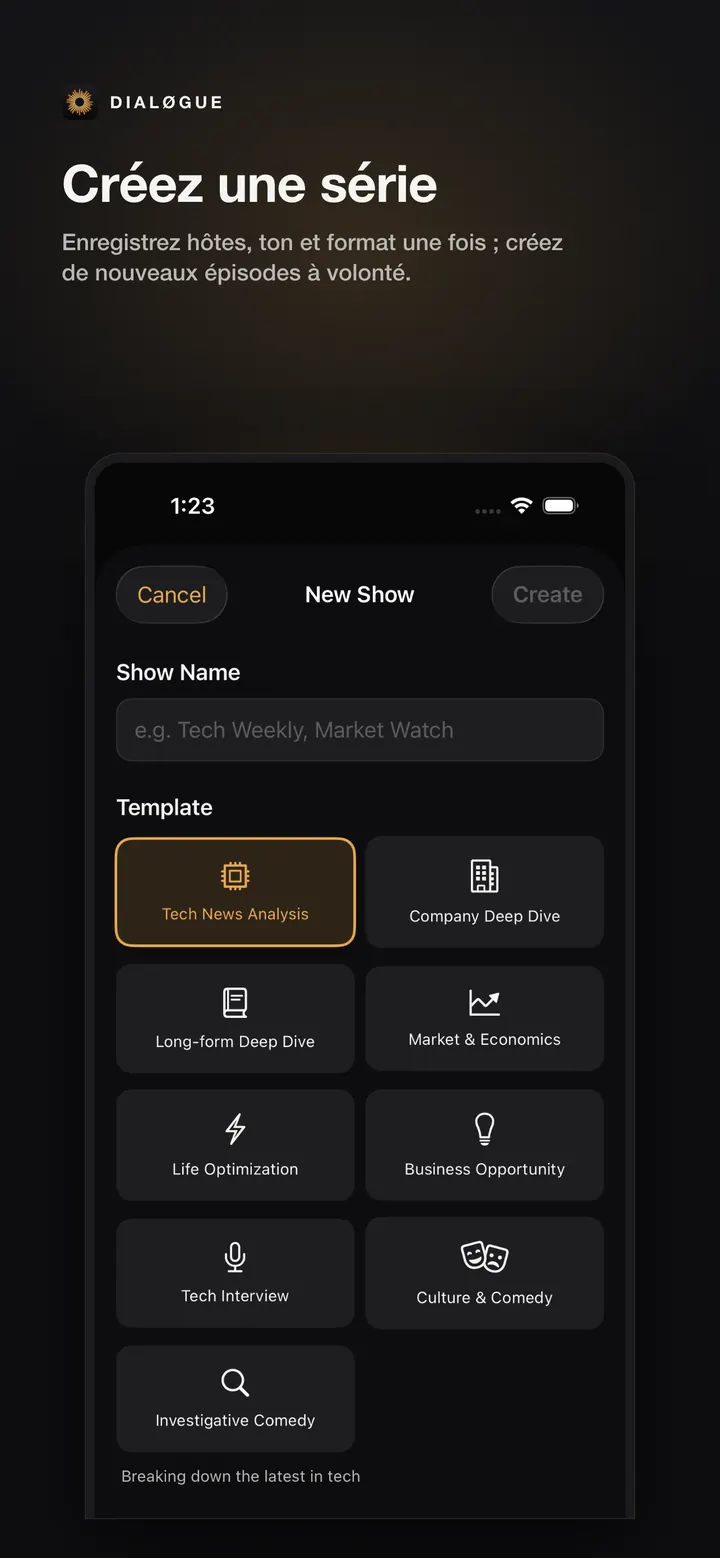 Écran Series DIALØGUE iOS en français