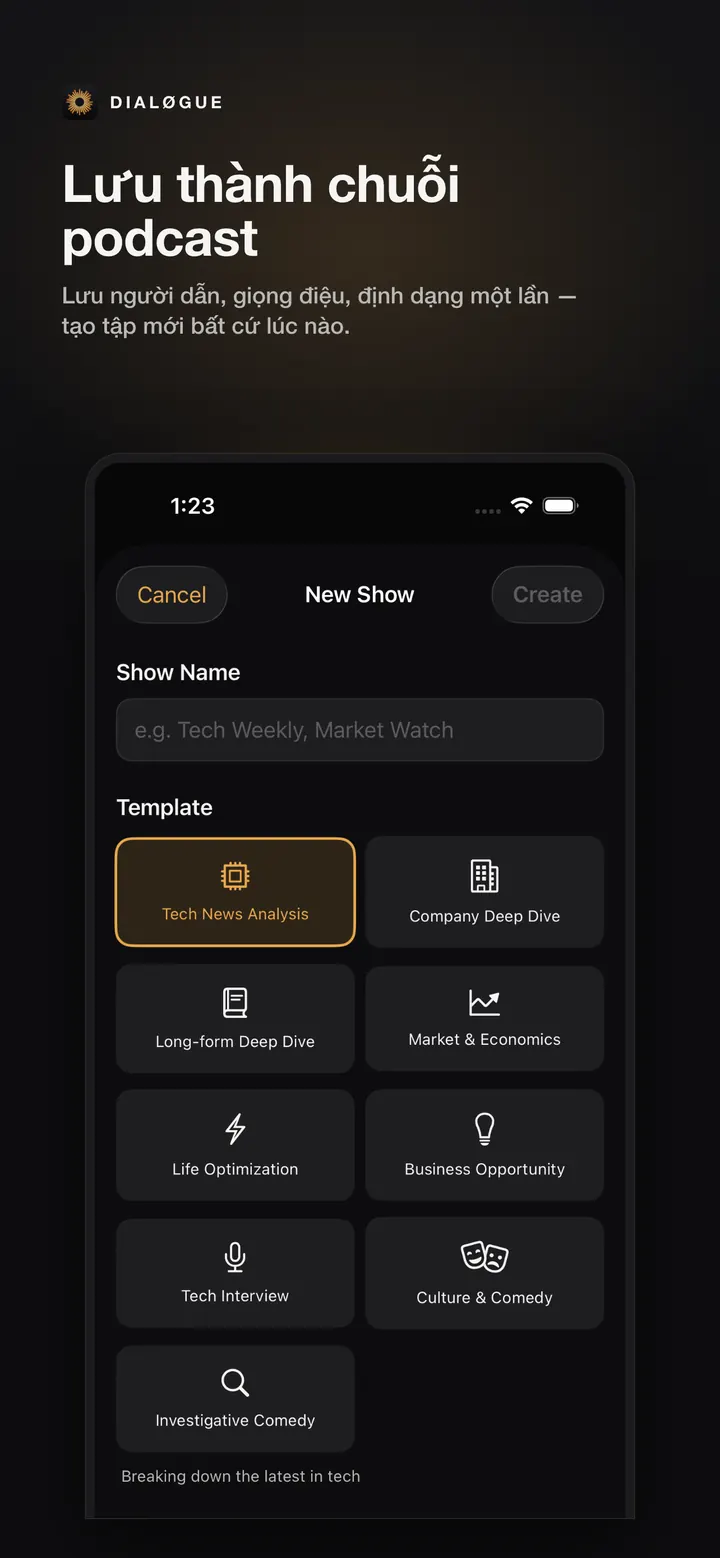Màn hình Series DIALØGUE iOS bằng tiếng Việt